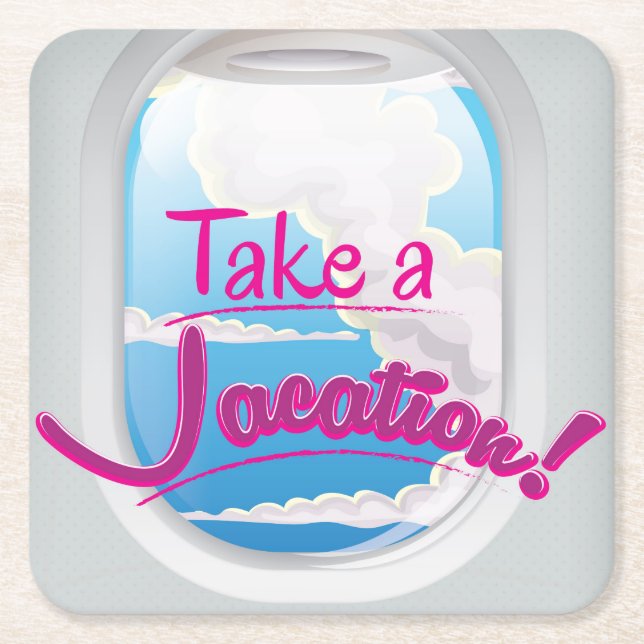 Take a Vacation airline window poster Square Paper Coaster (Front)