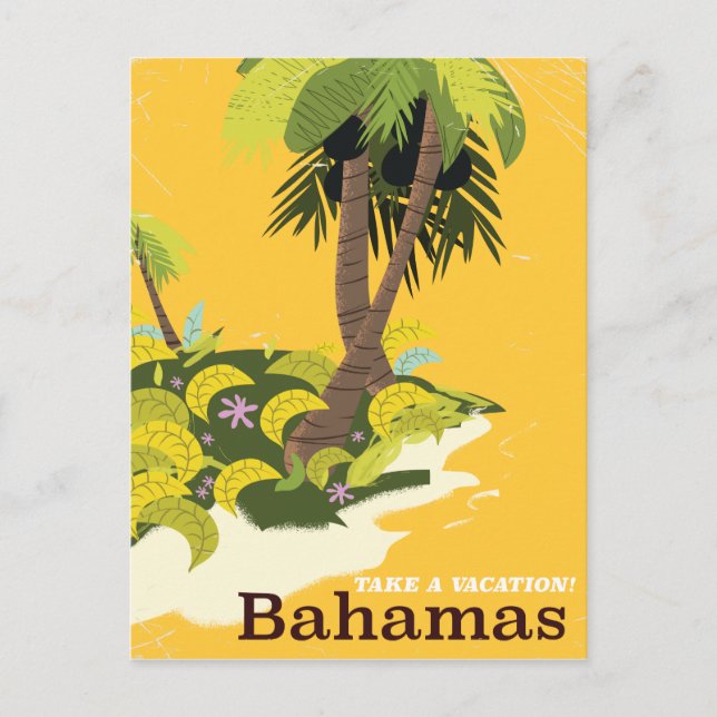 Take a Vacation Bahamas vintage travel poster Postcard (Front)