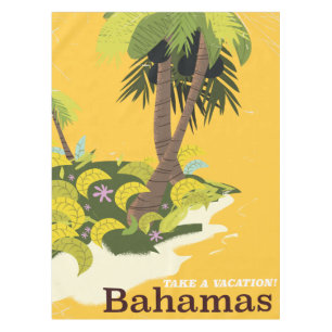 Take a Vacation Bahamas vintage travel poster Tablecloth