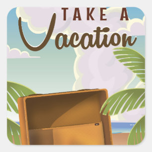 Take a Vacation vintage travel poster Square Sticker
