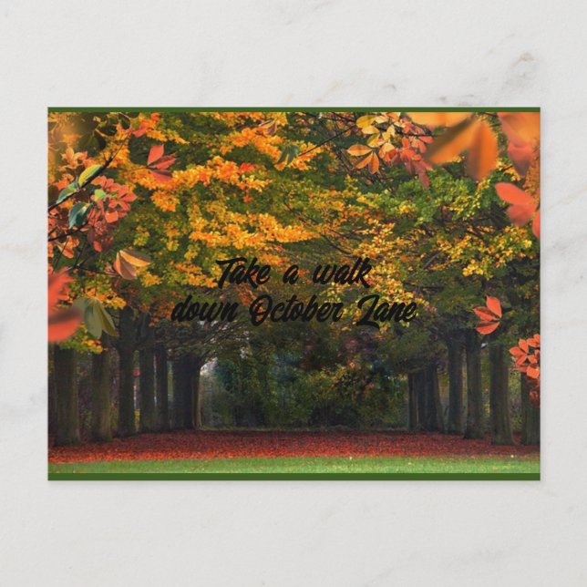 Take a walk down October Lane Fall post card (Front)