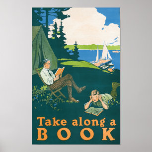 Take along a book (1910) camping poster by Magnus 