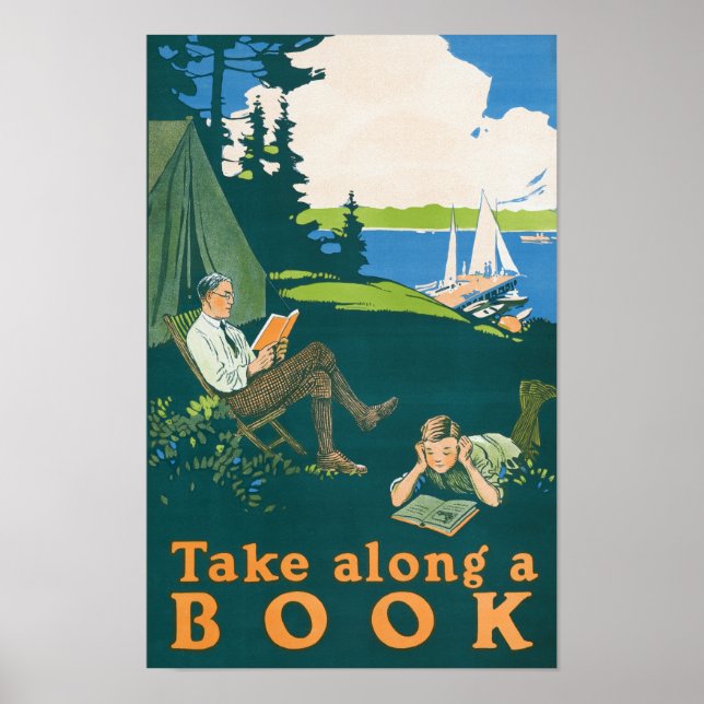 Take along a book (1910) camping poster by Magnus  (Front)