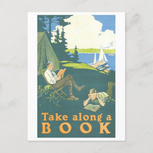 "Take Along a Book" Vintage Library Poster  Postcard