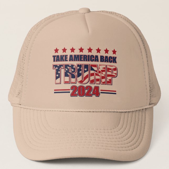 Take America Back Trump 2024 Trucker Hat (Front)