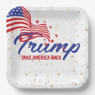 TAKE AMERICA BACK Trump Text Paper Plate