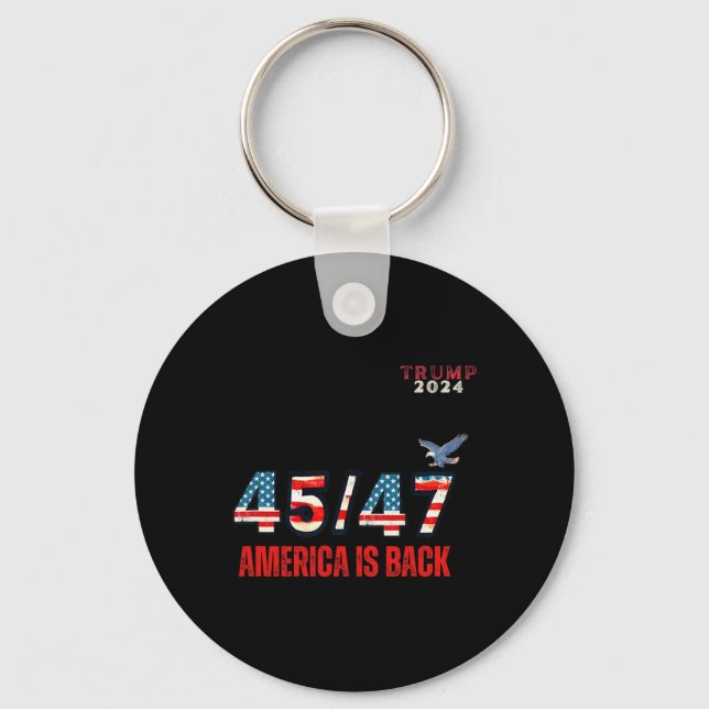 Take America Byck American Flag Trump 2024 Men Wom Key Ring (Front)