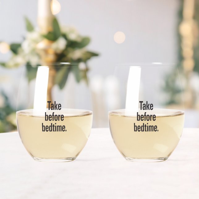 Take before bedtime stemless wine glass (Insitu (Wedding))