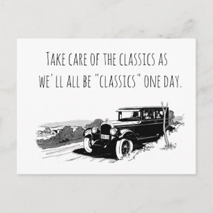Take Care of Classic Cars Holiday Postcard