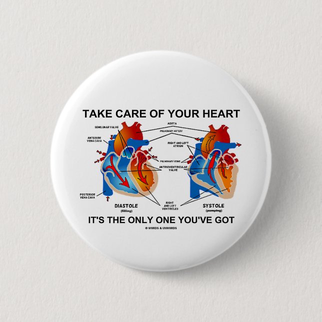 Take Care Of Your Heart It's Only One You've Got 6 Cm Round Badge (Front)