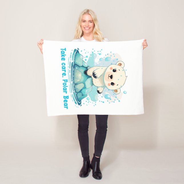 Take care, Polar Bear Fleece Blanket (In Situ)