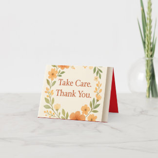 Take Care. Thank You - Elegant Greeting Card