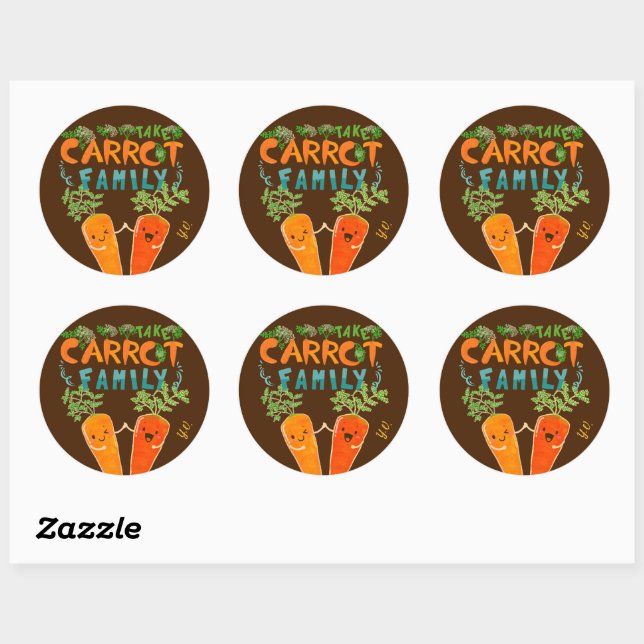 Take Carrot Family | Motivational Quote Pun Classic Round Sticker (Sheet)