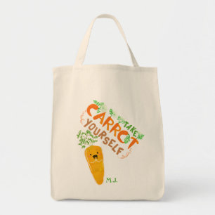 Take Carrot Yourself   Motivational Quote Pun Tote Bag