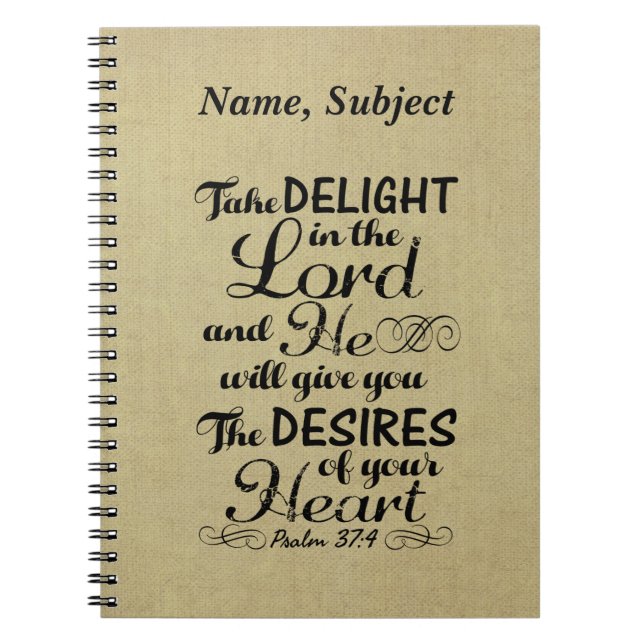 Take Delight in the Lord Psalm 37 4 Bible Verse Notebook (Front)