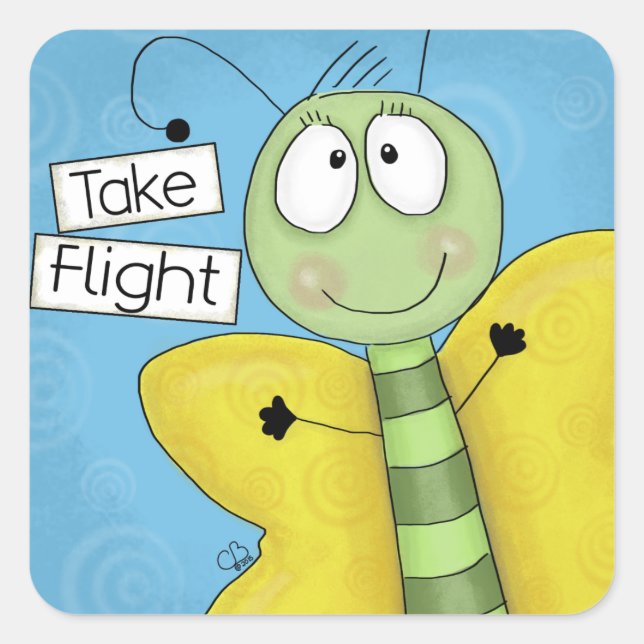 Take Flight Butterfly Square Sticker (Front)