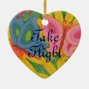Take Flight Dual Butterfly Heart Shaped Ornament