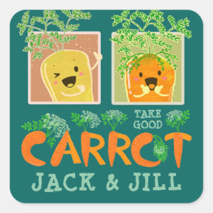 Take Good Carrot Jack & Jill   Motivational Pun Square Sticker