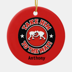 Take Him To The Mat! Wrestling Christmas Ornament