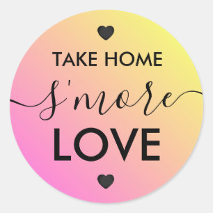 Take Home S'more Love Pink Yellow Heart Stickers