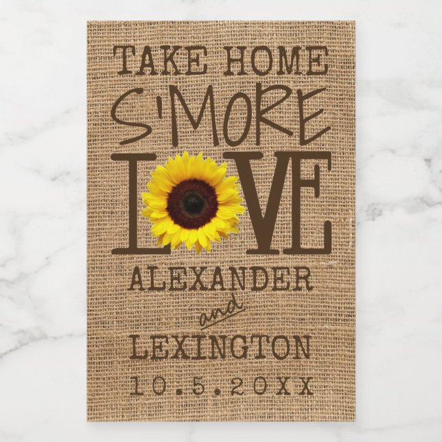 Take Home S'More Love Sunflower Food Label (Single Label)