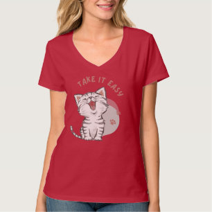 Take it easy animal T-shirt for women v-neck