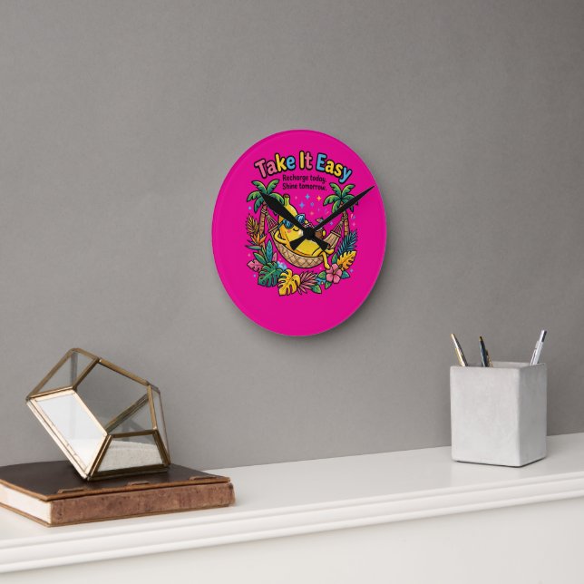 Take It Easy – Chill Banana Vibes Round Clock (Office)