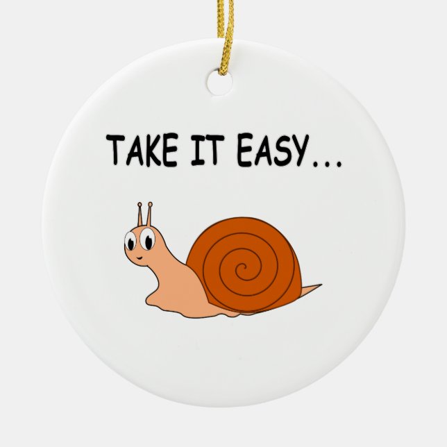 Take It Easy Cute Cartoon Snail Ceramic Tree Decoration (Front)
