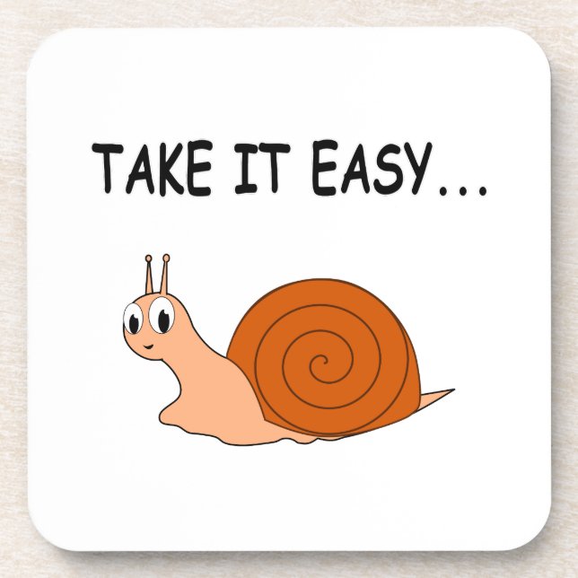 Take It Easy Cute Cartoon Snail Coaster (Front)