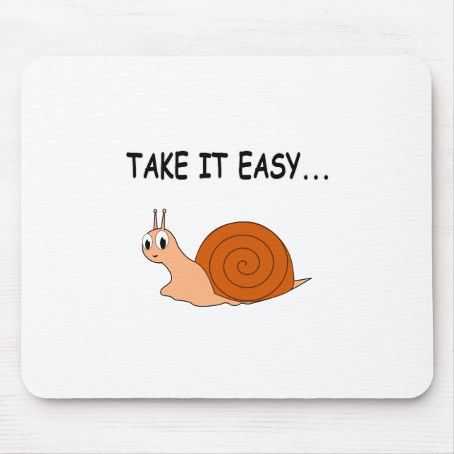 Take It Easy Cute Cartoon Snail Mouse Mat (Front)