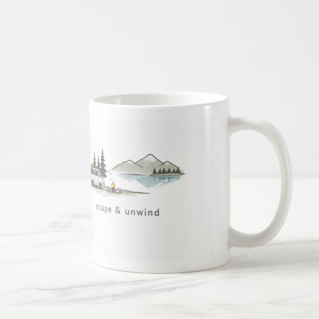 Take It Easy / Escape & Unwind – Minimalist Nature Coffee Mug (Right)