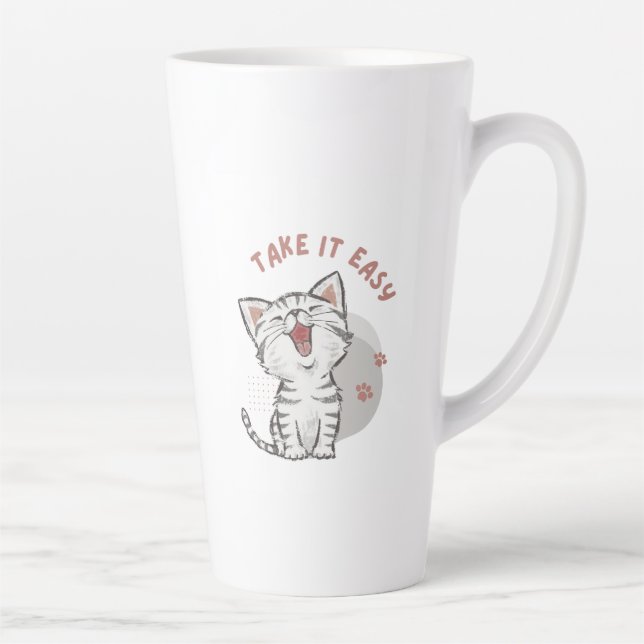“TAKE IT EASY” Kitten Latte Mug (Right)