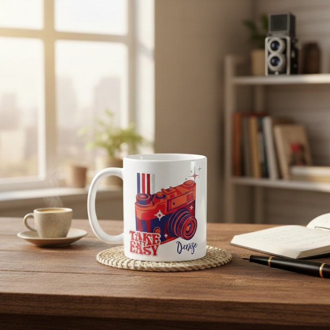 Take It Easy Retro Camera Coffee Mug (A cozy retro vibe for every photographer—your new favorite camera mug.)