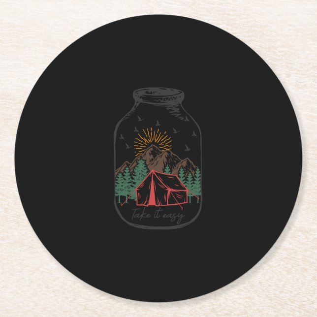 Take It Easy Round Paper Coaster (Front)