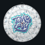 Take it Easy Sand Dollar Beach Quote Dartboard<br><div class="desc">Cute beach dartboard in a watercolor blue and turquoise sand dollar pattern design with "Take it easy" typography design.</div>