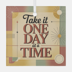 Take It One Day At A Time Glass Tree Decoration