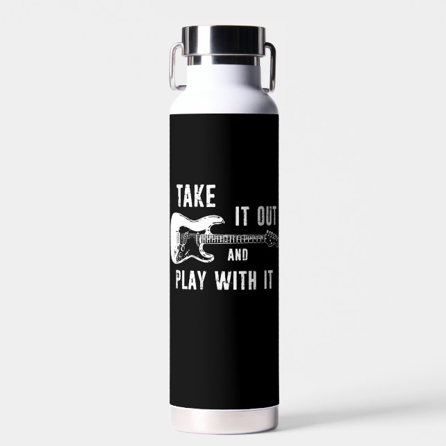 Take It Out And Play With It Guitar Water Bottle (Front)