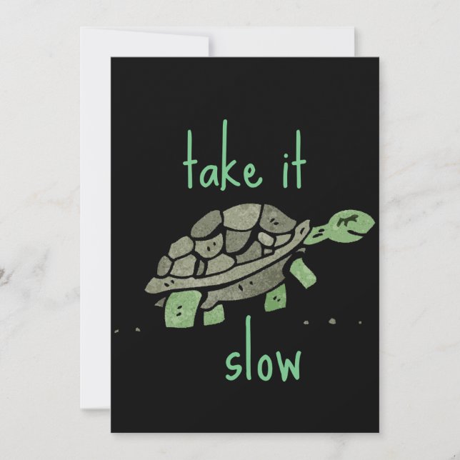 Take it Slow Cute Turtle Motivational Cute Gift Thank You Card (Front)
