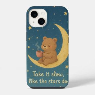Take It Slow – Dreamy Bear on the Moon iPhone Case
