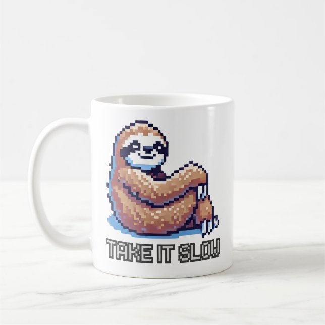 Take it slow Hanging Sloth Coffee Mug (Left)