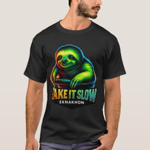 Take It Slow – Neon Sloth Chill Tee by EKNAKHON