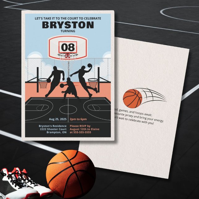 Take It To The Court Basketball Birthday Invite (Basketball theme invitation)