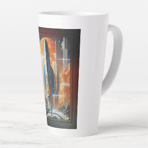 Take Lunar Launch - Journey To Moon Retro Poster Latte Mug
