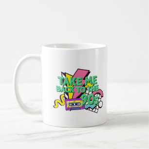 Take Me Back to the 90s Retro Neon Cassette Coffee Mug