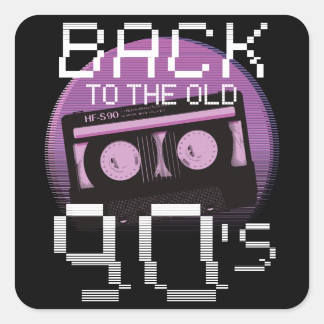 Take Me Back To The Nineties - 90s Cassette Square Sticker (Front)