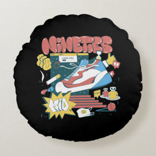 Take Me Back To The Nineties - Retro 90s Elements Round Cushion