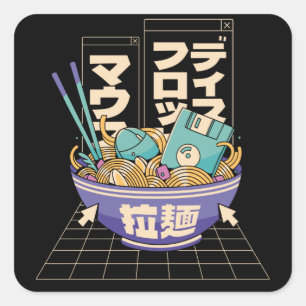 Take Me Back To The Nineties - Retro 90s Ramen Square Sticker