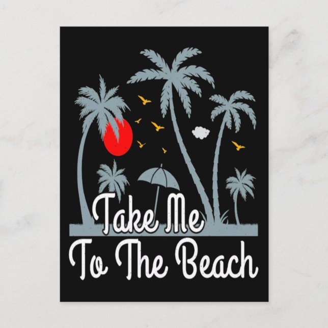 Take Me Beach Surfing Sunset Summer Escape Postcard (Front)