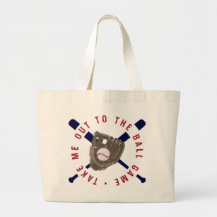 Take Me Out to the Ball Game, Baseball Graphic Lar Large Tote Bag