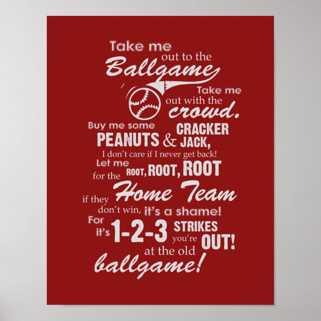 Take Me Out To The Ballgame - Red Poster (Front)
